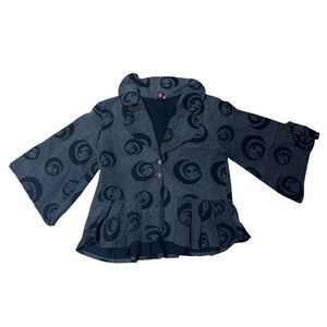 Rare Cupcake Vintage 100% Cotton Slouchy Asian Inspired Black & Gray Jacket M